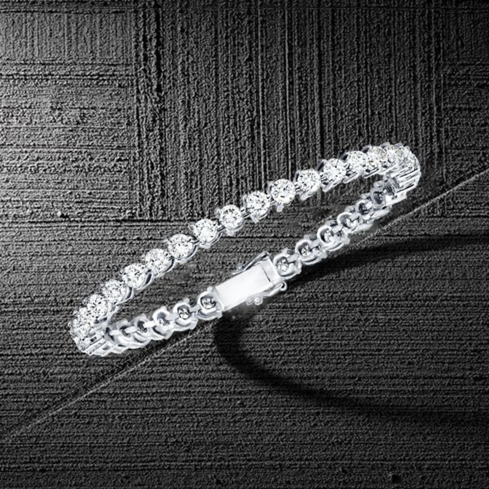 Italo 3 Prong Round Cut Tennis Bracelet - Picture 3 of 6